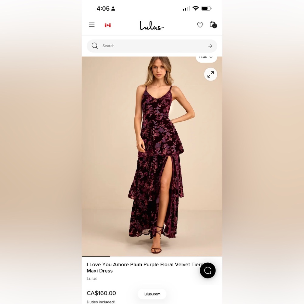 Lulu's I Love You Amore Plum Purple Floral Velvet Tiered Maxi Dress